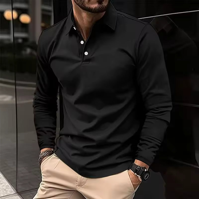 Slim Fit Long Sleeve Polo Shirt